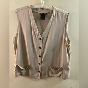 Vintage Designer Halston Vest ‘70’s Beige Button Down